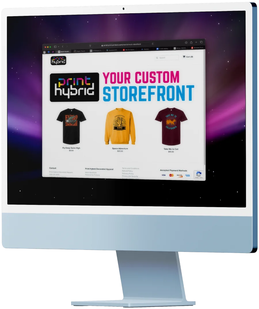 Print Hybrid custom online storefront for DTF printing orders